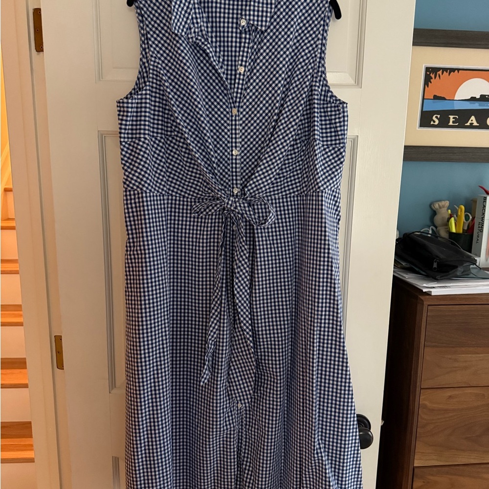 J. Jill Blue and White Gingham Midi Dress